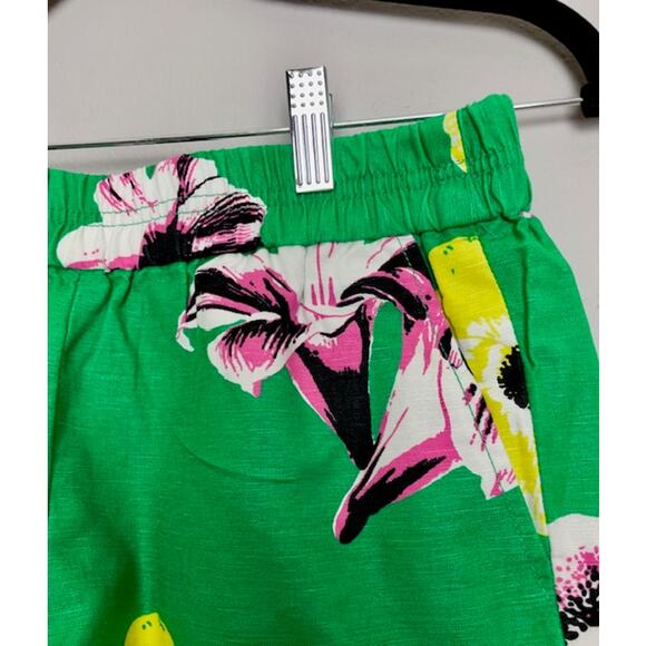 J. Crew Green Floral Shorts Pockets Woman Size 0 Beach Vacation Resort Cruise - Picture 3 of 9